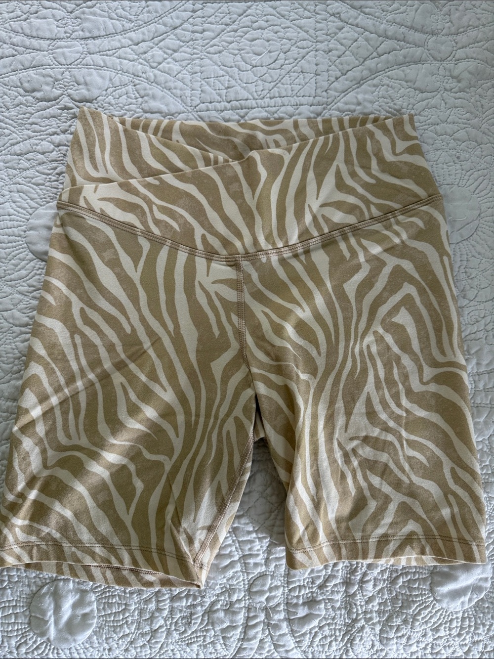 Old Navy Tan & Cream Zebra Print High-Rise Bike Shorts